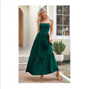 Cupshe Green Coral Bay Lace Up Thin Strap Maxi XL